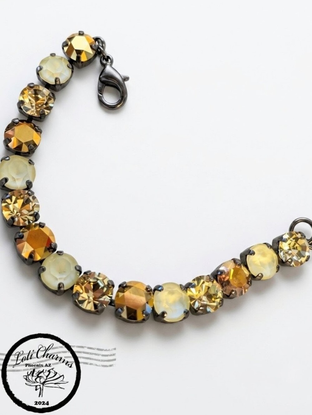 Jonquil Yellow Powder Crystal Bracelet in Gunmetal